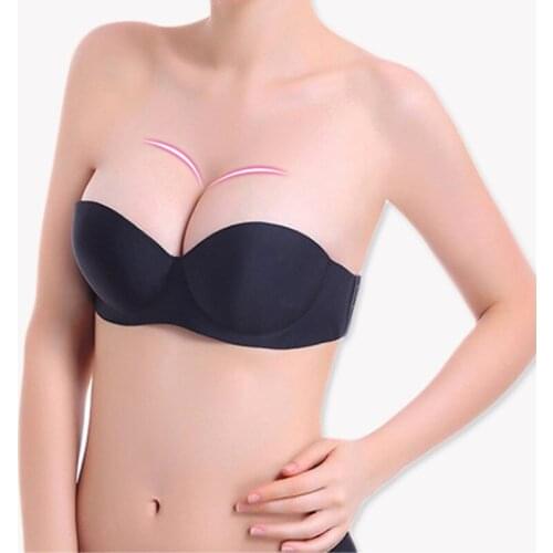 Sexy Lingerie Invisable Brassiere Half Cup Bra Women Seamless Invisible Bras Sutian Female Underwear Strapless Push Up Bra D