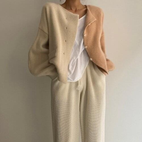 Women Patchwork Elegant Coat Fashion Solid Cardigans Office Lady Casual Chic Tops 2021 New Spring Female Knitted Sweaters Korean