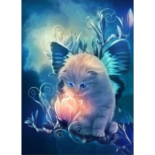 Animals 5D Diy Diamond Painting Cross Stitch Night At Cat Handmade Diamond Mosaic Kits Round Diamond Embroidery Rhinestones