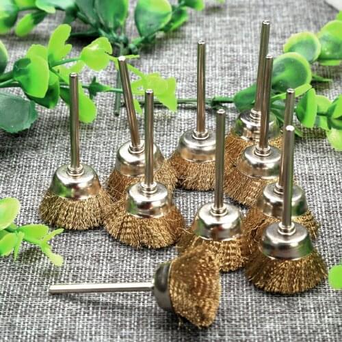 10Pcs 25mm Brass Cup Brushes Mini Brass Wire Bowl Wheel Brush Cleaning Polishing Abrasive Tool for Grinder Rotary Tools