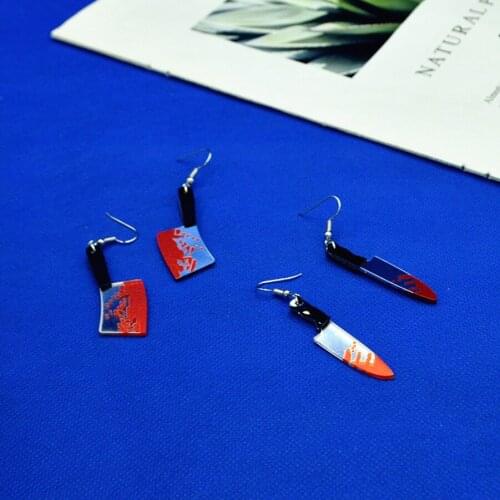 2021 Fashion Punk Jewelry New Silver Plated Harajuku Killer Broadsword Bloody Knife Earrings Vintage Hanging Earrings For Women