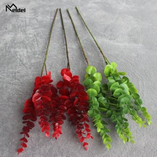 3 Branches Green Artificial Eucylaptus Leaves Plastic Imitation Eucylaptus Tree Plants for Wedding Home Office Decorative Leaves
