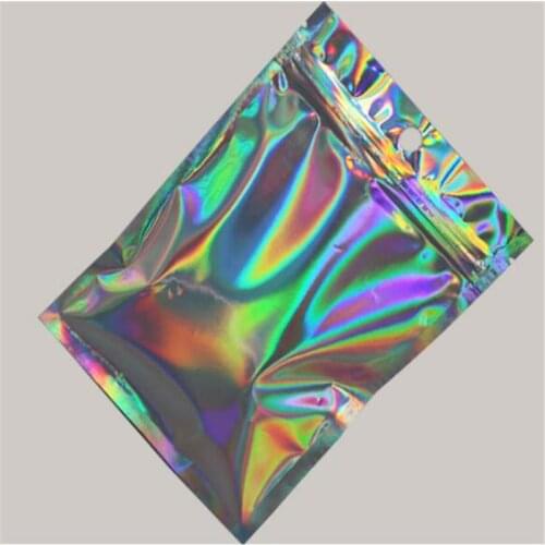 5Pcs Iridescent Zip lock Bags Cosmetic Plastic Laser Iridescent Bags Makeup Bags Laser Mini Aluminum Foil Zip Lock Bags