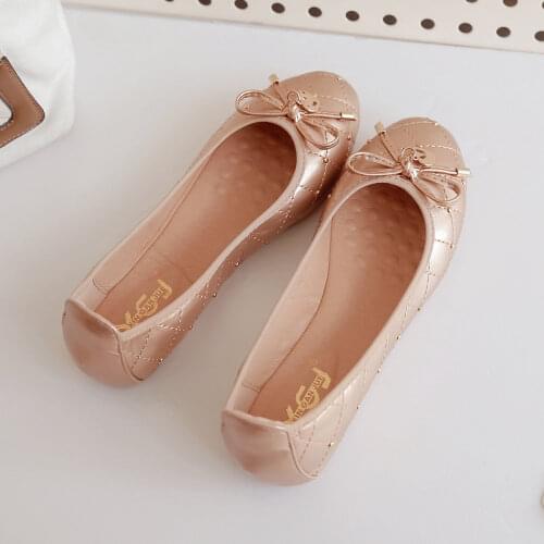 Fashion Foldable Ballet Flat Shoes Women Cute Butterfly-Knot Women Loafers PU Leather Slip On Shoes Woman