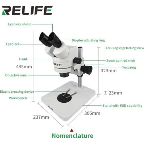 RELIFE RL-M2 Binocular Microscope 7-45 Times Inspection PCB 144 LED Light Source Repair Tool