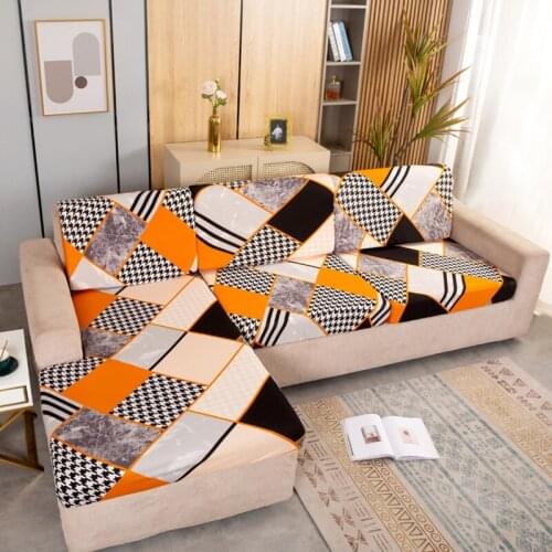 【Sofa Slipcover】Geometric Designs Elastic Corner Sofa Chaise Cover Lounge 1/2/3/4 Seater fundas para sofás