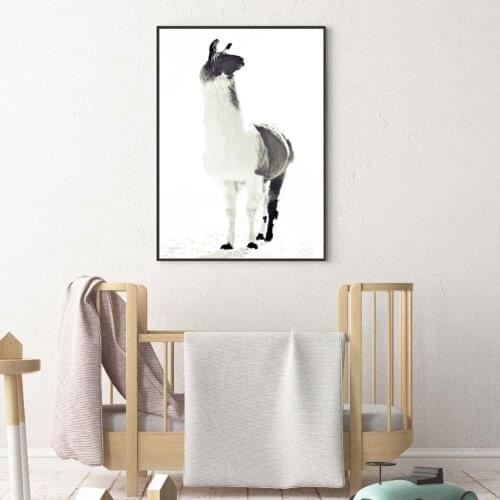White Black Animals Wall Art Alpaca Giraffe Koala Posters and Prints Nordic Canvas Painting For Kids Nursery Room Home Decor