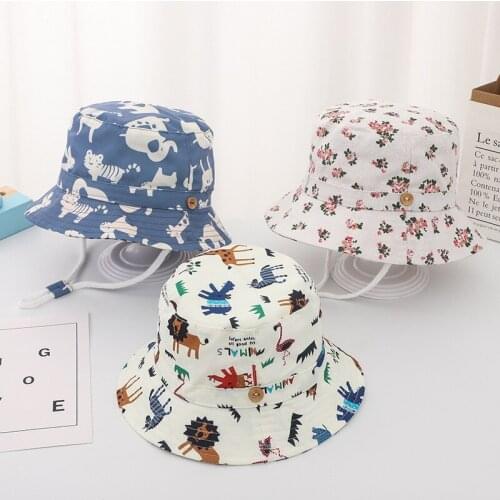 Children age season fisherman hat private label printing flower POTS caps baby caps summer travel child sunshade cap