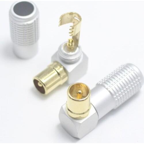 EClyxun 1pcs gold-plated TV Head Connector F Antenna Plug 9.5 Video Elbow RF Connector