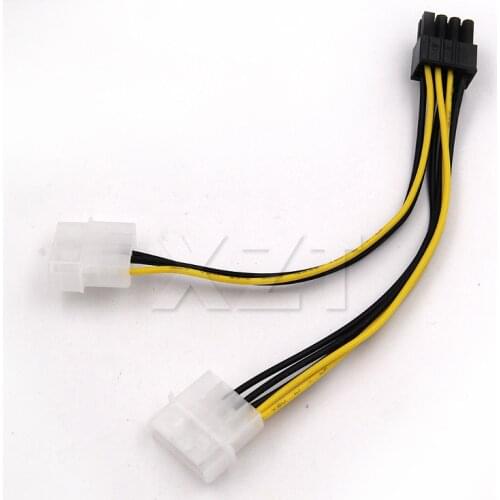 6 inch 2 x Molex 4 pin to 8-Pin PCI Express Video Card Pci-e ATX PSU Power Converter Cable - Molex to Pcie 8 pin (6+2) Adapter