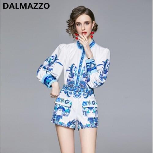 Plus Size 2 Pieces Set for Women Fashion Stand Neck Single-Breasted Lantern Sleeve Shirt Tops + Short Pants Conjuntos Female