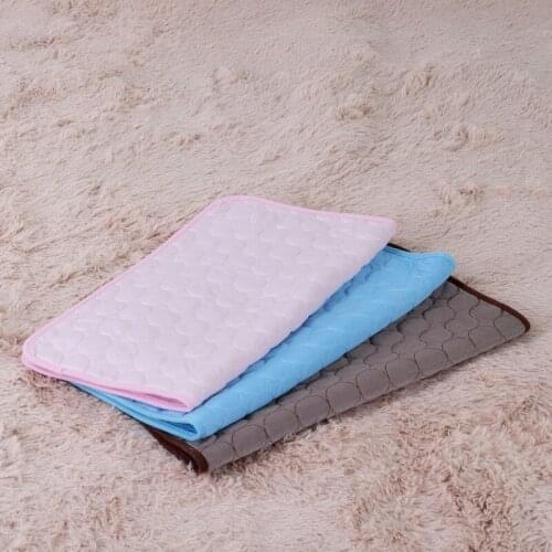Pet Dog Pad Summer Cooling Mat Dog Beds Mats Blue Pet Ice Pad Cool Cold Silk Moisture-Proof Cooler Mattress Cushion Puppy Sleep
