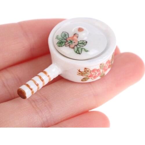 1PPcs 1:12 Dollhouse Miniature Pot Mini Milk Pan Ceramics Pot Doll House Kitchen Decor