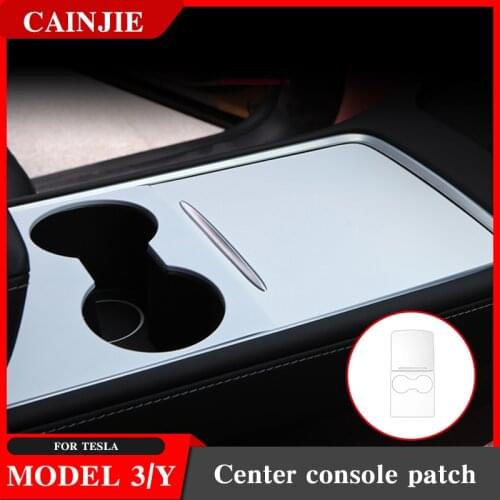 Model Y Center Console Sticker For Tesla Model 3 2021 Accessories Carbon Fiber ABS Patch Model Three New
