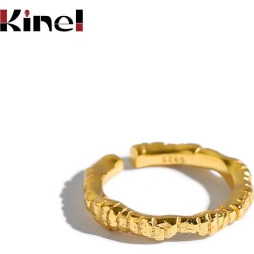 Kinel 925 Sterling Silver Irregular Rings Fashion Simple 18K Plating Real Gold Open Rings for Women 2020 New Jewelry Wholesale