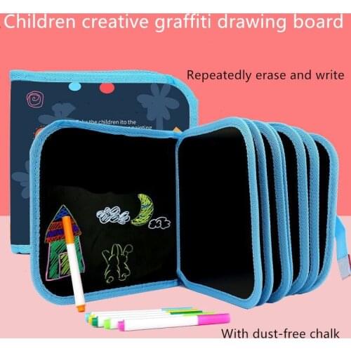 8/10/12 Pages Children Soft Painting Board Toy Creative Doodle Book With Water Based Colored Chalk Kids Drawing Toy For Gift