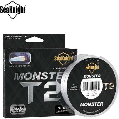 Nylon New SeaKnight MONSTER T2 Fishing Line 100% Fluorocarbon Coating Monofilament Leader Sinking Line 100M