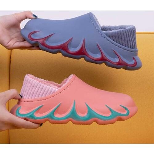 20201New Waterproof Non-Slip Home Women Slippers Winter/Autumn Warm Indoor Cotton Men Couples Shoes Croc Charms Plush Brief