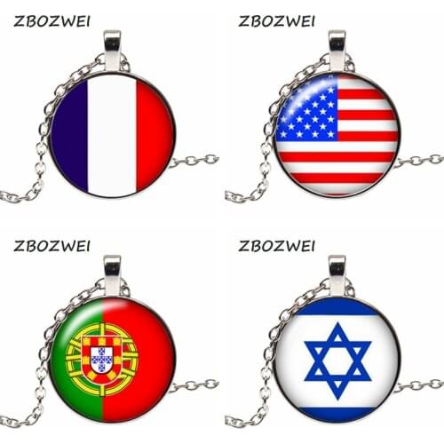 Americas Country Flag necklace Canada France USA Argentina Peru Colombia Flag Metal necklace Travel Country Souvenir Gift