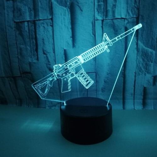 Machine Gun 3D Decoration For Bedroom Led Army Fan Weapon Night Light USB Children Present Touch Neon Sign