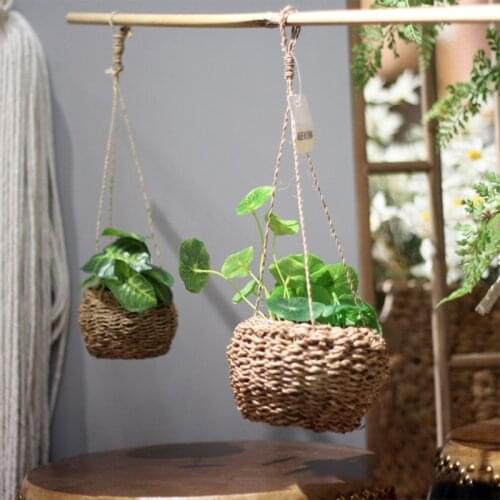 Garden Plant Storage Basket Jute Rope Hanging Planter Woven Indoor Outdoor Flower Holder Macrame Plant Hangers Home Deco