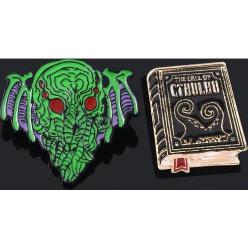 SG Howard Phillips Lovecraft Cthulhu Mythos Brooches Necronomicon The Call Of Cthulhu Badge Lapel Pins Bag Cloth Fans Gift