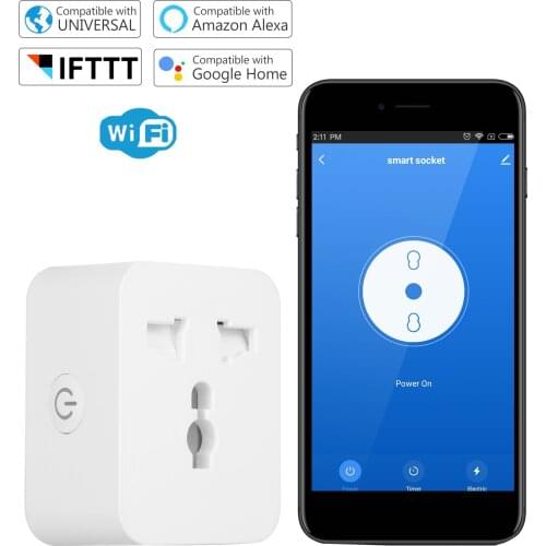 WiFi Smart Plug Socket Compatible with Alexa Google Home No Hub Required APP Remote Control Timer Switch Outlet 10A