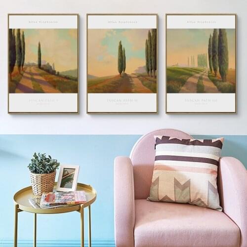 07G Allan Stephenson Oil Painting Tuscan Path Landscape A4 A3 A2 Canvas Art Print Poster Picture Wall Hall Home Decorative Mural