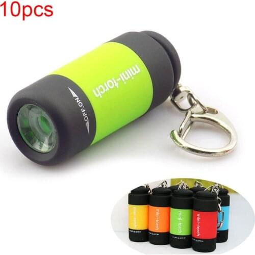 10pcs mini led USB Torch Flashlight Penlight keychain Mini-Torch Flash Light lamp Rechargeable small pocket lanterna wholesale