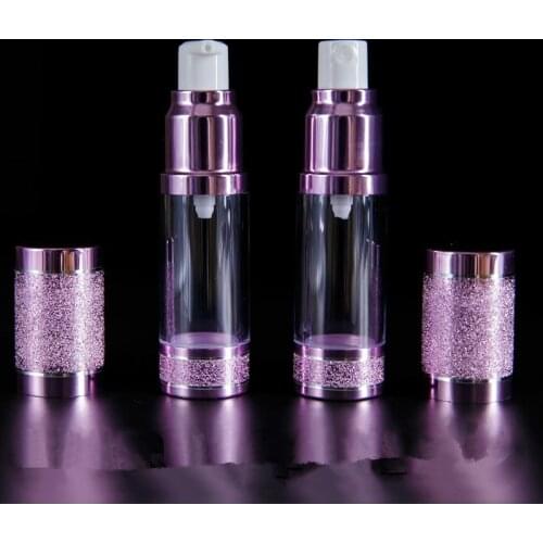 15ml 30ml 50ml Gold Pink Diamond Empty Vacuum Pump Toilet Vessel Cosmetic Bottle Travel Mini Transparent Lotion Bottles 100pcs