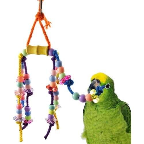 Bird Parrot Destroy Chew Toys Acrylic Small Plait Cotton Rope Pull Toy Swing Suspension Bridge Pet Products Bird Supplies 2pcs