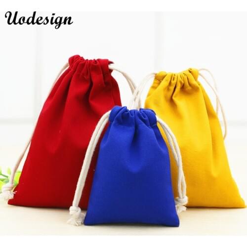 20pcs/lot 5 Colors Cotton Canvas Pouch Wholesale Custom Logo Printed Small Drawstring Gift Bags Packing Bags Jewellery Pouches
