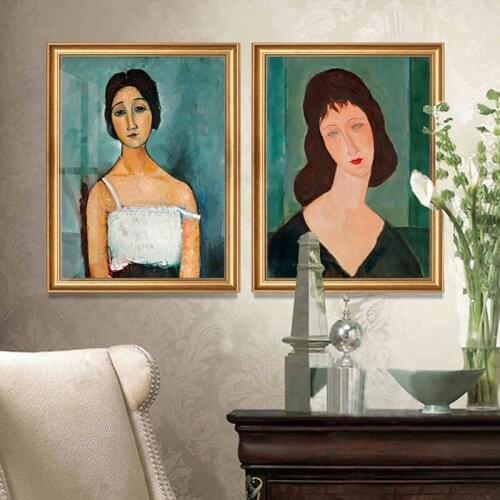 No frame abstract Modigliani women girl figures canvas printings oil painting printed on cotton living room decoration picture