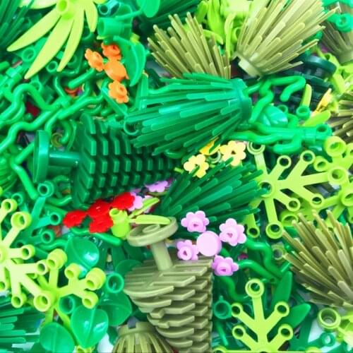 Tree Plant Accessories Parts Building Blocks Compatible Grass Bush Leaf Jungle Military City Friends MOC Brick Toys For Children
