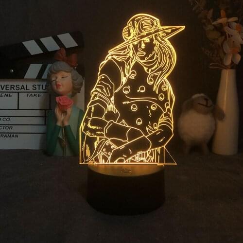 Anime Led Light JoJo Bizarre Adventure Night Light for Bedroom Decor Nightlight Manga Birthday Gift Room 3d Night Lamp Acrylic