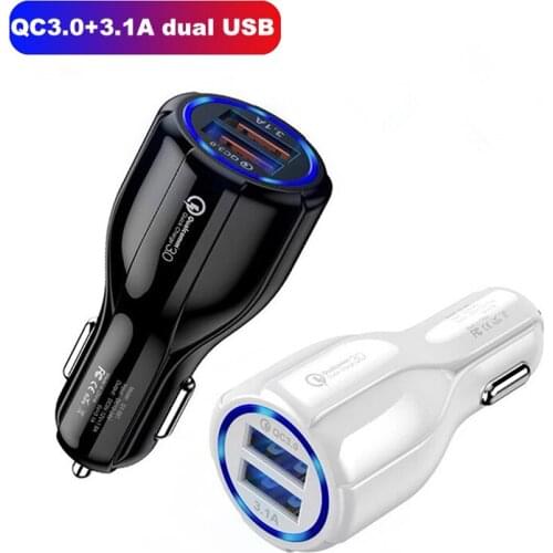 QC3.0 Car Phone Charger PD QC Fast Charging For Laptop 3.1A Dual USB Port Quick Charging Universal Mobile Phone Charger