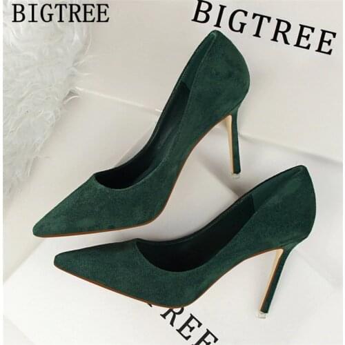 Designer Heels Green Shoes For Women Wedding Heels Bigtree Shoes Red Shoes Moccasin Pumps Women Shoes Zapatos De Mujer Ayakkabi