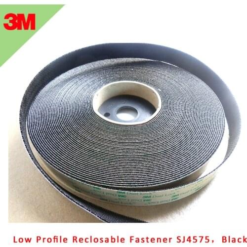 3M SJ4575 dual lock indoor self adhesive two sided tape with Low Profile Reclosable Fastener black 1INx50yards