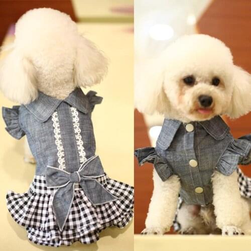 Pet Dog Denim Dress Jeans Skirt Dog Clothes Small Dog Dress Puppy Clothes Dog Cat Dresses Pet Supplies