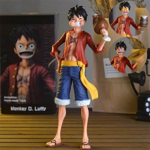 Big 28cm New World Luffy Classic Eat Meat Star Eyes Battle PVC Action Figure Straw Hat Zoro Luffy Collect Gift Toy Anime Model