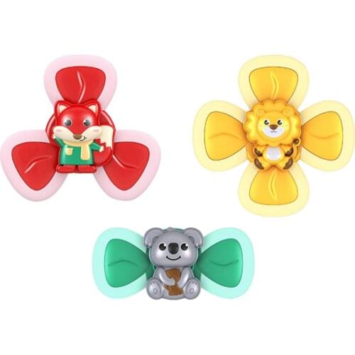 3pcs Flower Spinning Tops Toy Kids Educational Gift Toys Suction Cup Table Game