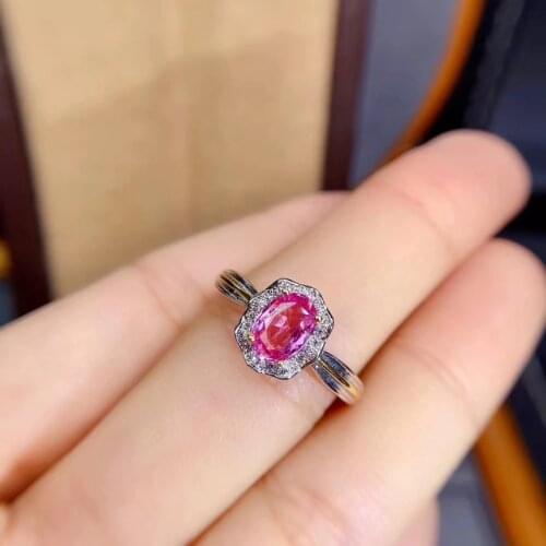 KJJEAXCMY fine jewelry S925 sterling silver inlaid natural pink sapphire new girl classic ring support test Chinese style
