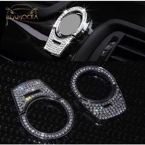 Reamocea Engine Start Stop Button Cover Trim Switch Key Crystal Diamond Car Accessories Fit For BMW 1 2 3 4 5 7 Series X1 X3 X4