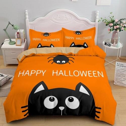 Happy Halloween Duvet Cover 2/3 Pieces Bedding Set Pumpkin Lantern Quilt Covers And Pillowcase King Queen Size Bedclothes