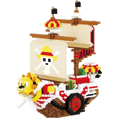 One Piece THOUSAND SUNNY Building Block Diamond Bricks Anime Going Merry Pirate Ship Mini Toy Figure For Children