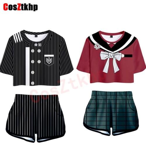 2021 New Danganronpa V3: Killing Harmony Saihara Shuichi Cosplay Costume Crop Top Shorts Two Piece Sets