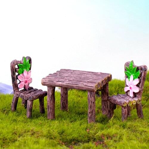 Mini Home Furniture Table Chair Fairy Garden Miniatures Glass Moss Dollhouse Decor Accessories DIY Ornaments