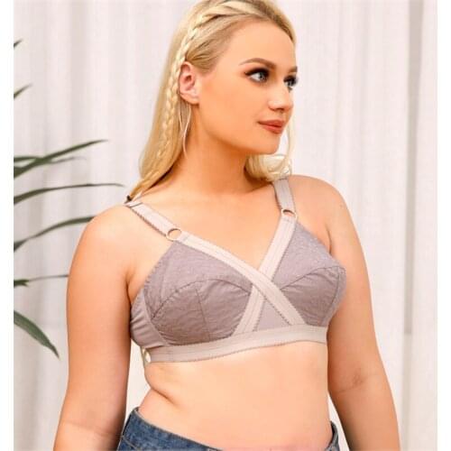2021 New Seamless Ultra-Thin X Type Lace Large Cup Big Chest No Rims Brassiere Plus Size 110EF Bras Women Underwears