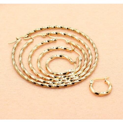 Gold-color IP Plated all Size Hoop Earrings No Easy Fade Allergy Free Ears Jewelry Accessories