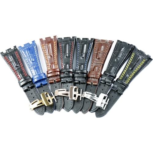 Leather strap mens watch accessories for AP28mm outdoor sports waterproof leather bracelet steel buckle watch band